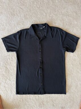 Charlie Lapson Positano Men's Black Short-Sleeve Button-Up Shirt